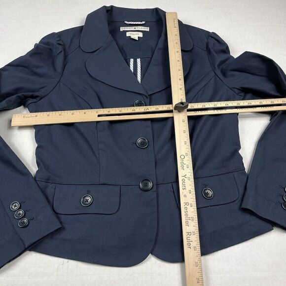 Tommy Hilfiger Womens Peplum Blue Blazer Workwear Button Stretch Jacket MEDIUM - Picture 5 of 11